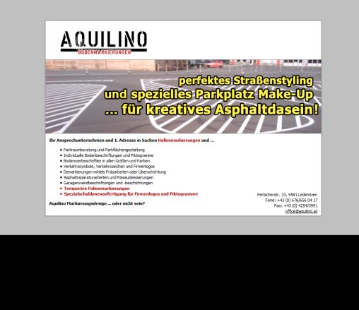 Aquilino Bodenmarkierungen perfektes Straßenstyling spezielles Parkplatz Make Up kreatives Asphaltdasein Erfahrung Aquilino Bodenmarkierungen perfektes Straßenstyling spezielles Parkplatz Make Up kreatives Asphaltdasein Öffnungszeit