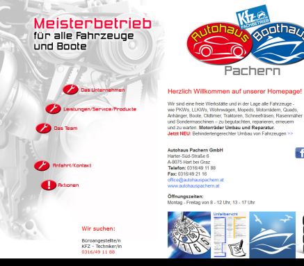 Autohaus und Boothaus Pachern  Meisterbetrieb f&uuml;r alle Fahrzeuge und Boote  &Ouml;ffnungszeit