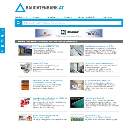 BAUDATENBANK.AT | Service Für Baustoffe  Bau  Und Ausstattungsprodukte INFO TECHNO Baudatenbank GmbH Öffnungszeit