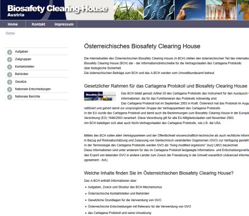 Biosafety Clearing: Österreichisches Biosafety Clearing House  Öffnungszeit