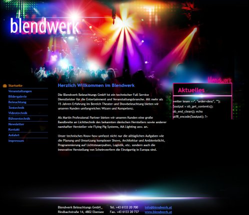 Blendwerk Beleuchtung  Entertainment  Veranstaltung  Theater  Lichttechnik Blendwerk Beleuchtungs GmbH Öffnungszeit