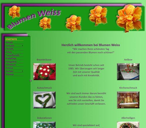 Blumen Weiss CMS website  Öffnungszeit