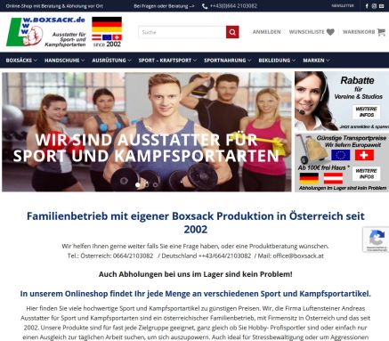 BOXSACK.at – Ausstatter für Sport und Kampfsportarten Erfahrung BOXSACK.at – Ausstatter für Sport und Kampfsportarten Öffnungszeit