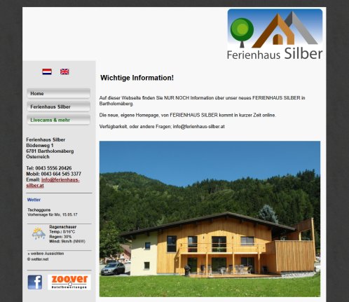 Fewo's mit Luxus & Komfort  CHALET SILBER  Tschagguns   Montafon  Öffnungszeit