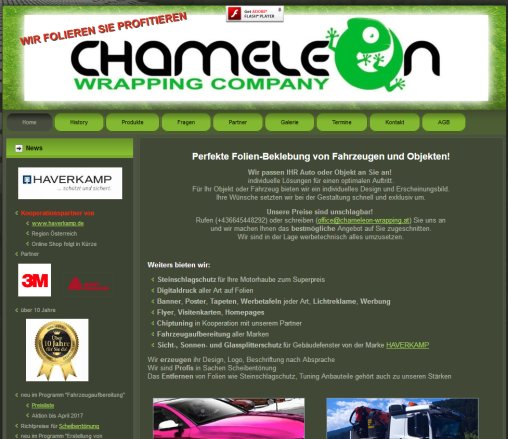 Chameleon Wrapping Company   Autofolierung  Beschriftung  Scheibentönung  Schriftzug  Chiptuning in Salzburg Pongau  Öffnungszeit