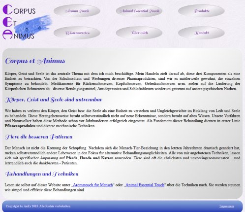 corpus et animus Aromatouch fuer Mensch und Animal Essential Touch für Vierbeiner | Startseite  Öffnungszeit
