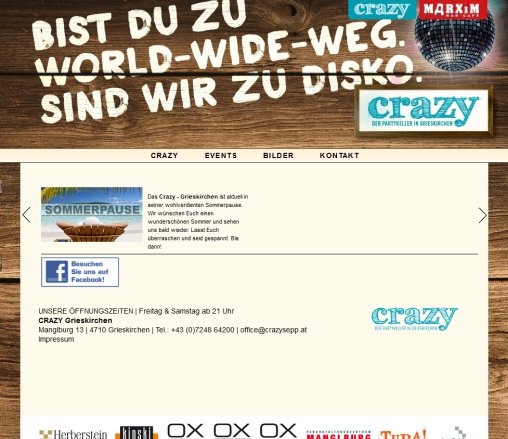 Startseite   Crazy Sepp & Marxim Veranstaltungszentrum Manglburg GmbH Öffnungszeit