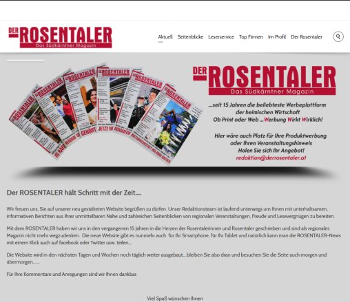 Der Rosentaler   Das Südkärntner Magazin   Startseite  Öffnungszeit