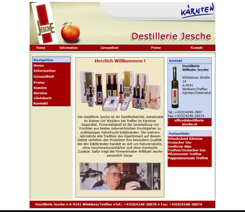 Destillerie Jesche   K&auml;rnten   &Ouml;sterreich  &Ouml;ffnungszeit