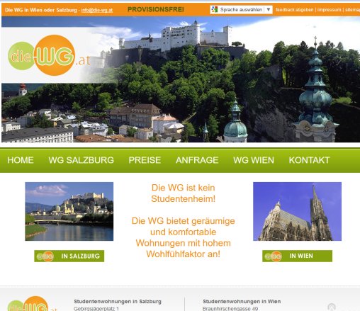 Günstige und komfortable Studentenwohnung in der Stadt Salzburg oder in Wien Österreich Die WG 2014 Erfahrung Günstige und komfortable Studentenwohnung in der Stadt Salzburg oder in Wien Österreich Die WG 2014 Öffnungszeit