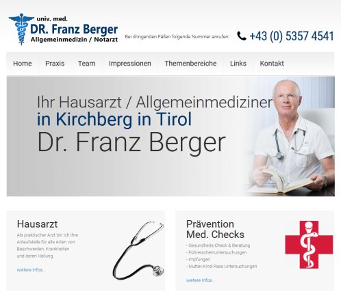 Ordination Dr. Franz Berger   6365 Kirchberg in Tirol  Öffnungszeit