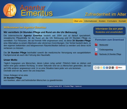 Agentur Emeritus | 24 Stunden Pflege   Rund um die Uhr Betreuung  &Ouml;ffnungszeit