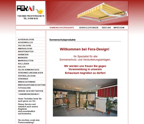 Sonnenschutzprodukte Fera   Design GmbH Öffnungszeit