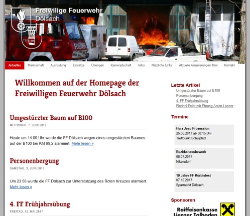 Freiwillige Feuerwehr Dölsach | Homepage der Freiwilligen Feuerwehr Dölsach  Öffnungszeit