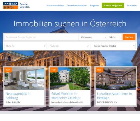 Immobilien  Wohnungen und Häuser in Österreich mieten oder kaufen bei ImmobilienScout.at  Öffnungszeit