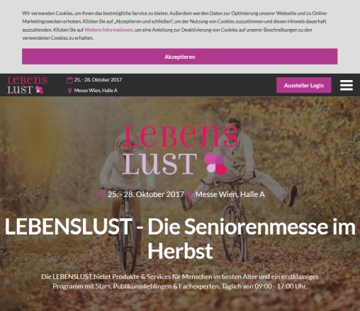 LEBENSLUST   Die Erlebnismesse für aktive Senior/Innen   Lebenslust Reed Messe Wien GmbH Öffnungszeit