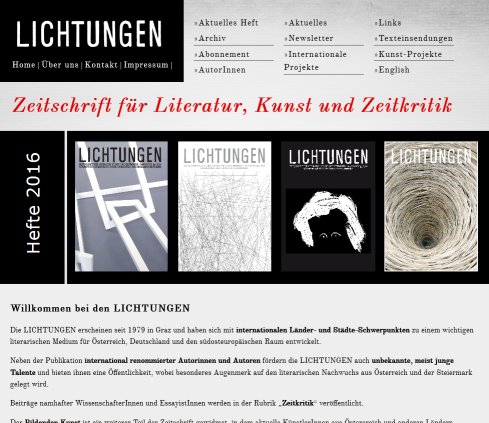 Lichtungen   Zeitschrift für Literatur  Kunst  Kultur und Zeitkritik  Öffnungszeit