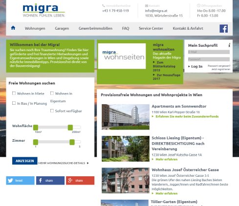 MIGRA Immobilien Wien   Mietwohnungen Eigentumswohnungen gefördert und freifinanziert   Öffnungszeit