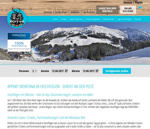 Montana   Appartements mitten im Skigebiet Fügen   Hochfügen   Hochzillertal EFM Montana Alm GmbH Öffnungszeit