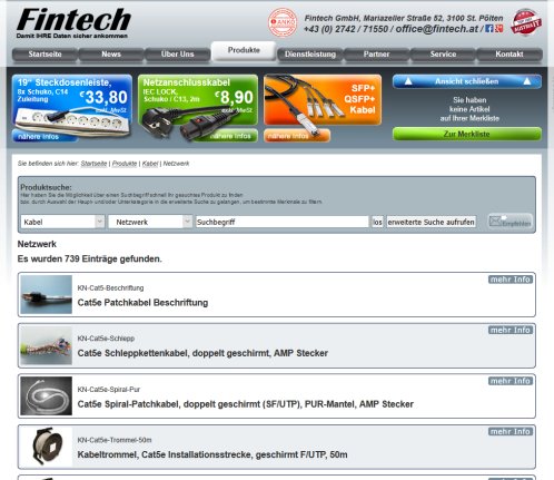 FINTECH Vertriebs GmbH   Kabel Netzwerk Kommunikation Zubehör FINTECH Vertriebs  Öffnungszeit