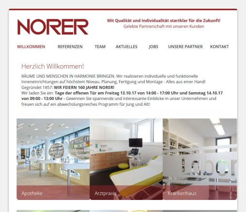 NORER   DER Ausstatter für Apotheken  Arztpraxen  Krankenhäuser und Ihre Privatwohnung NORER Tischlerei GmbH Öffnungszeit