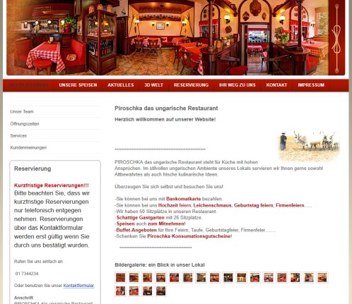 ungarisches restaurant   Piroschka.at  Öffnungszeit