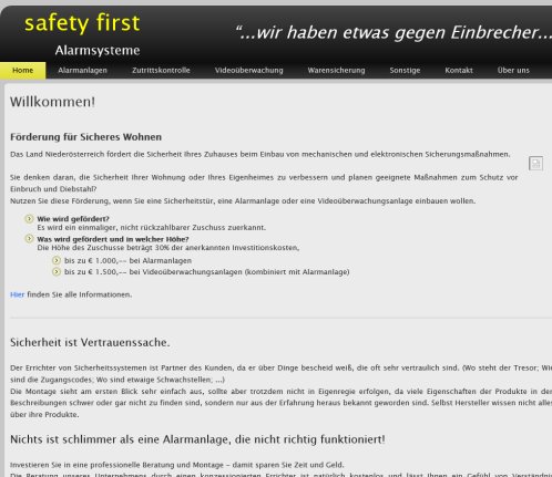 safetyfirst alarmanlagen.at.at  Öffnungszeit