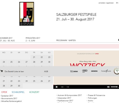 Salzburger Festspiele – 18. Juli bis 30. August 2015  Öffnungszeit