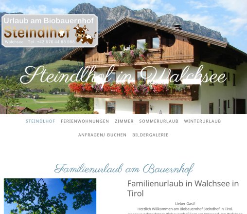 Steindlhof  Privatzimmer & Ferienwohnungen in Walchsee im Kaiserwinkl  Tirol  Öffnungszeit