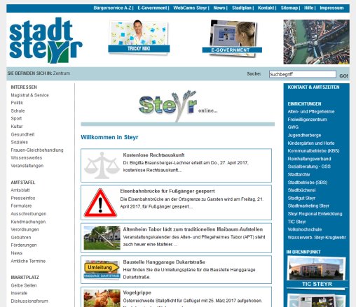 Steyr online   offizielles Internetportal der Stadt Steyr   Zentrum RiS GmbH Öffnungszeit
