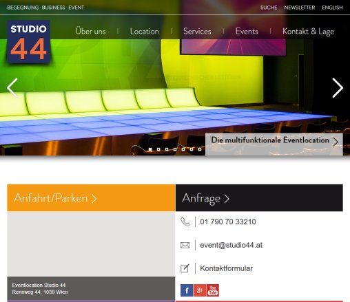 Eventlocation STUDIO 44   Kongress & Veranstaltungsräume in Wien Österreich  Öffnungszeit