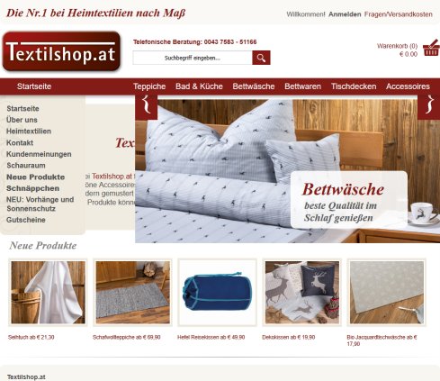 Teppiche   Bettwäsche   Tischdecken  Bettwaren   Online Shop  Öffnungszeit