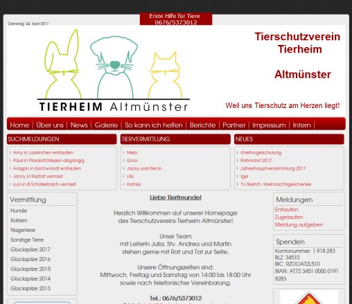 Tierheim   Tierschutzverein Altmünster  Öffnungszeit
