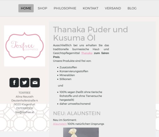 Thanaka   Toxfree Cosmetics  Öffnungszeit