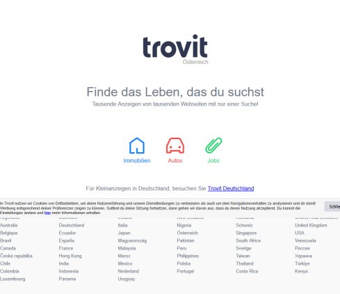 Trovit Deine Suchmaschine für Kleinanzeigen (Immobilien Autos und Jobs) Erfahrung Trovit Deine Suchmaschine für Kleinanzeigen (Immobilien Autos und Jobs) Öffnungszeit