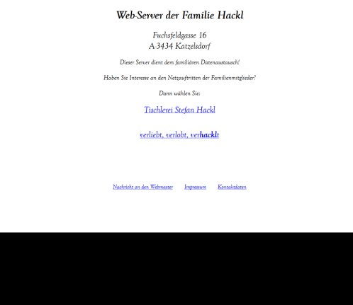 Webserver der Familie Hackl  Fuchsfeldgasse  Katzelsdorf  Öffnungszeit