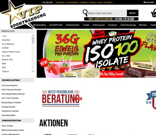 Sportnahrung  Bodybuilding und Fitness Online Shop   VIP Sportnahrung  Öffnungszeit