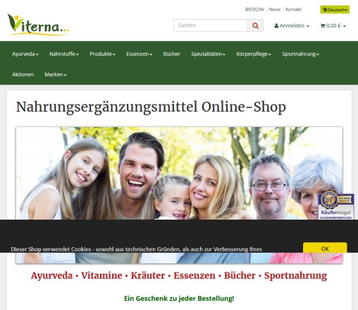 Online Shop für Heilkräuter Essenzen  Naturheilmittel  Vitalstoffe   Viterna Viterna e.U. Öffnungszeit