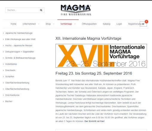 Magma Vorführtage MAGMA  Öffnungszeit