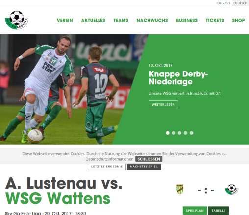 www.wsg wattens fussball.at: Aktuelles  Öffnungszeit