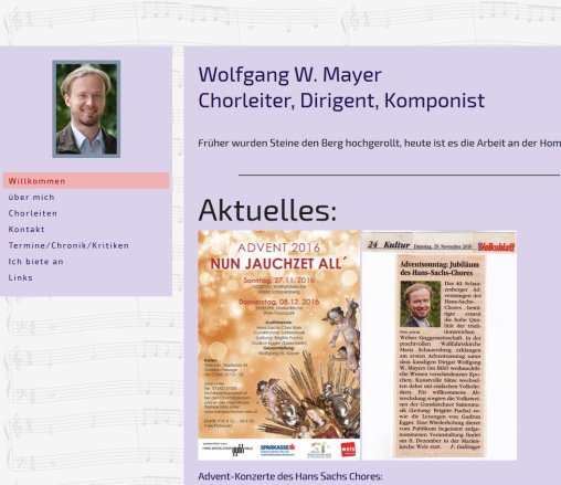 Chorleiter  Komponist   Wolfgang W. Mayer  Öffnungszeit