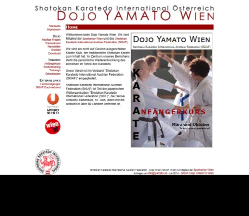 Shotokan Karatedo International Austrian Federation (SKIAF)   Dojo Yamato Wien  Öffnungszeit