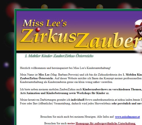 Zirkus Zauber   Miss Lee  Öffnungszeit