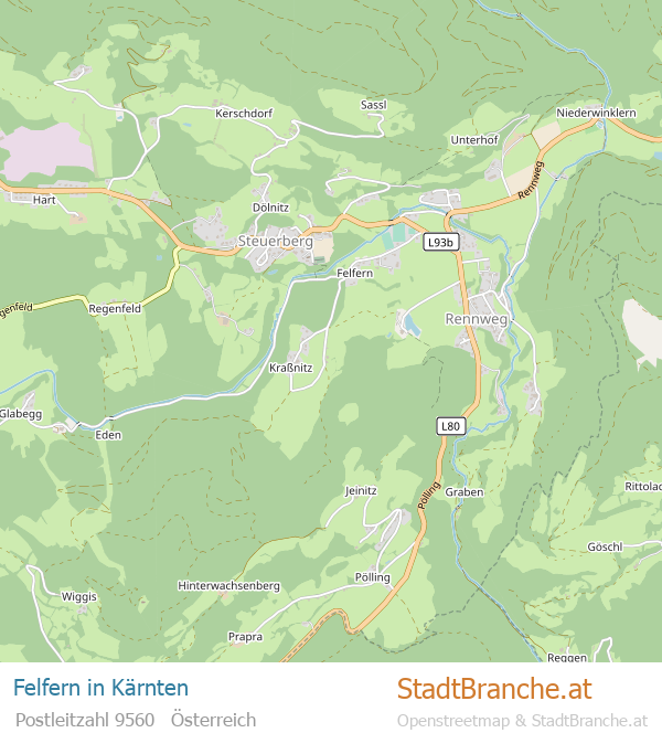 Felfern Karte Felfern Stadtplan Kärnten