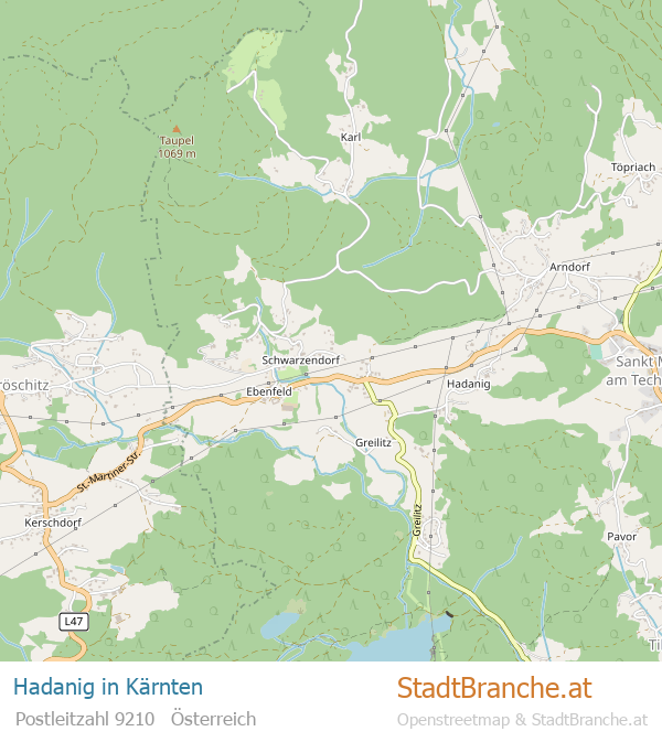 Hadanig Karte Hadanig Stadtplan Kärnten